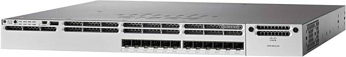 Cisco WS-C3850-12S-S Catalyst 3850 12-port Gigabit Ethernet SFP IP switch, renewed, with accessible ports and network connectivity features.