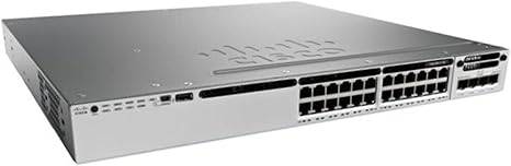 Cisco WS-C3850-24P-E Catalyst 3850 24-port PoE networking device with multiple ports and LED indicators for enterprise networking.