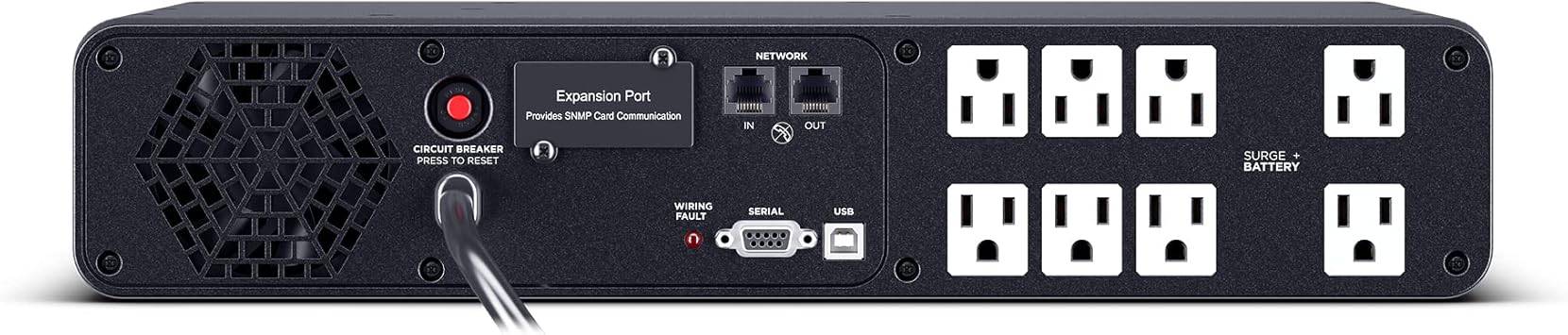 CyberPower CP1500PFCRM2U PFC Sinewave UPS System, 1500VA/1000W, 8 Outlets, AVR, Short Depth 2U Rackmount - CP1500PFCRM2U