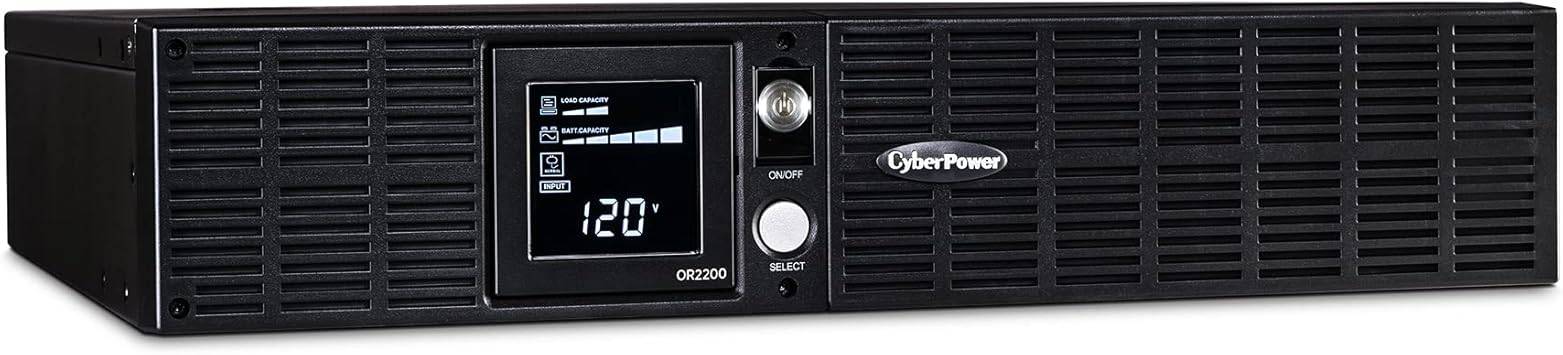 CyberPower OR2200LCDRT2U Smart App LCD UPS System, 2200VA/1320W, 8 Outlets, AVR, 2U Rack/Tower - OR2200LCDRT2U