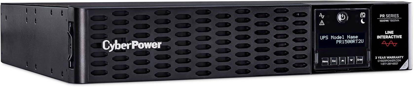 CyberPower PR1500RT2U Smart App Sinewave UPS System, 1500VA/1500W, 8 Outlets, 2U Rack/Tower, AVR - PR1500RT2U