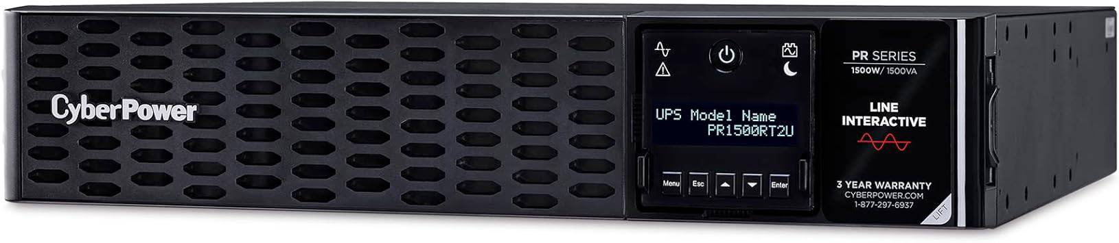 CyberPower PR1500RT2U Smart App Sinewave UPS System, 1500VA/1500W, 8 Outlets, 2U Rack/Tower, AVR - PR1500RT2U