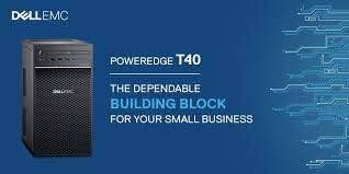 Dell PowerEdge T40 tower server with Intel Xeon E-2224G, 32GB DDR4, 2TB RAID 1 SATA drive, Intel UHD graphics, DVD burner
