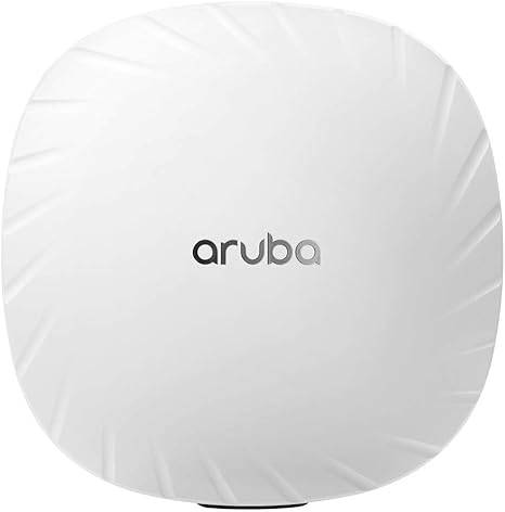 Hewlett-Packard Aruba AP-535 wireless access point with four antennas, dual-band 802.11ax, 3.55 Gbps speed, and multiple Ethernet ports.