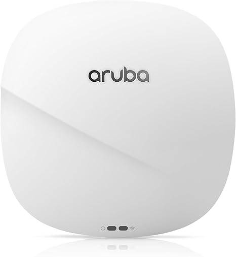 Hewlett Packard Enterprise Aruba AP-345 wireless access point with 3 Gbps speed, IEEE 802.11ac, mounted on a wall.