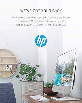 HP 27 Pavilion All-in-One PC with 10th Gen Intel i7, 16GB RAM, 27-inch Full HD IPS touchscreen, dual storage, keyboard, and mouse.