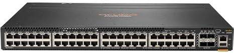 HP Aruba 6300M 48G 4SFP56 network switch with multiple ports, shown in a professional office setting