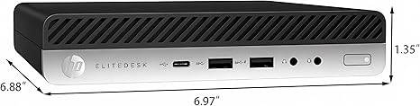 HP EliteDesk 800 G3 Mini Desktop Computer, Intel Quad-Core i5-6500T, 16GB DDR4 RAM, 256GB SSD, Keyboard&Mouse, VGA, DP, Windows 10 Pro (Renewed)