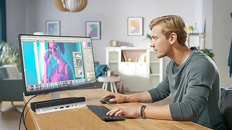 HP EliteDesk 800 G3 Mini Desktop Computer with Intel i5, 16GB RAM, 256GB SSD, keyboard, mouse, VGA, DisplayPort, Windows 10 Pro.