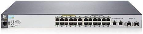 HP J9779A 2530-24-poe+ switch with 24 Ethernet ports and Power over Ethernet, shown with front view and port details.