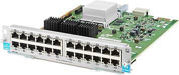 HP J9987A 24-Port 10/100/1000BASE-T MACsec v3 zl2 Module installed in a network switch, with ports and connection indicators visible.