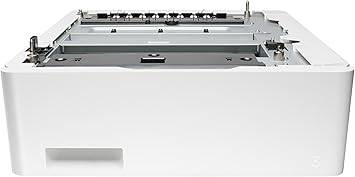 HP LaserJet 550-sheet feeder tray CF404A in white, compatible with LaserJet printers, shown in the image.