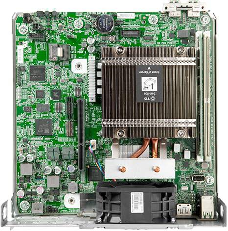 HP MicroServer Gen10 Plus mini tower server with Intel Xeon E-2224, 32GB RAM, 16TB storage, RAID, running Windows Server 2019.