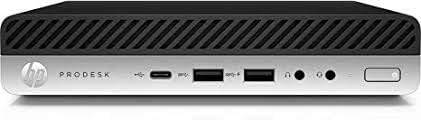 HP ProDesk 600 G4 mini desktop with Intel 8th Gen Core i5, 256GB SSD, 16GB DDR4, Windows 10 Pro, and integrated UHD 630 graphics.