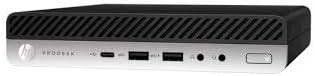 HP ProDesk 600 G4 mini desktop with Intel 8th Gen Core i5, 256GB SSD, 16GB DDR4, Windows 10 Pro, and integrated UHD 630 graphics.