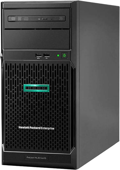 HP ProLiant ML30 Gen10 tower server with Intel Xeon E-2224, 16GB DDR4, 2TB SSD, and RAID storage.