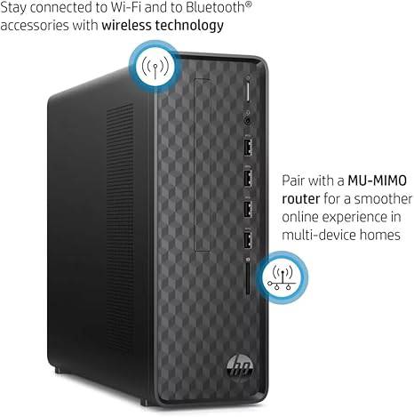 HP S01-aF Slim Desktop Intel Celeron J4025 2.0GHz 8GB Ram 256GB SSD Bluetooth WiFi Windows 11 Home (Renewed)