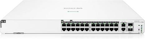 HPE Networking Instant On Switch Series 1960 24-port Gb smart-managed Ethernet switch with PoE, 10G ports, SFP+, stackable, US cord