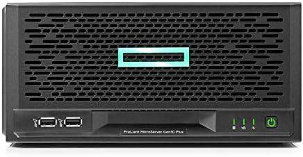 HPE ProLiant MicroServer Gen10 Plus with Intel Xeon E-2224, 16GB RAM, four LFF drive bays, beige server unit with ports