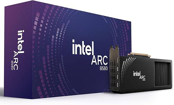 Intel Arc B580 Limited Edition graphics card by Beaver Computer, shown with sleek design and branding details.
