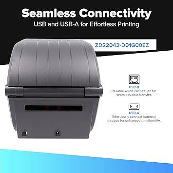 JetSet Label Zebra Label Printer ZD220 Direct Thermal | 203 DPI | ZD22042-D01G00EZ | USB Connectivity | Standard EZPL | 4 in Width - ZD22042-D01G00EZ