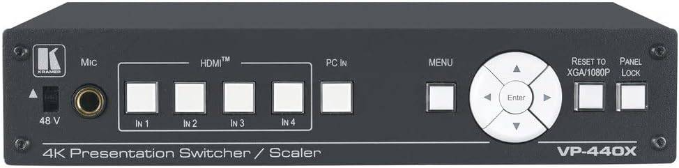 Kramer 18G 4K HDR Presentation Switcher/Scaler - 7 Inputs - HDMI & VGA - USB & Network - PC Compatible - VP-440X