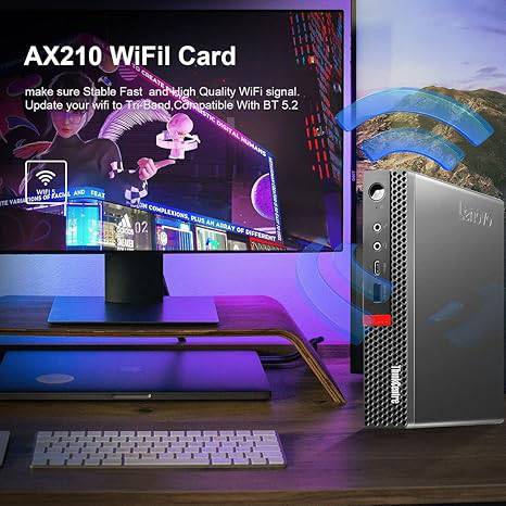 Lenovo Mini PC Windows 11 Pro ThinkCentre Tiny M920q Micro Computer Desktop, Intel i5-8600T 16GB RAM 512GB NVMe M.2 SSD+New 1TB Solid State Drive,AX210 Wi-Fi 6E Bluetooth HDMI Type-C (Renewed)