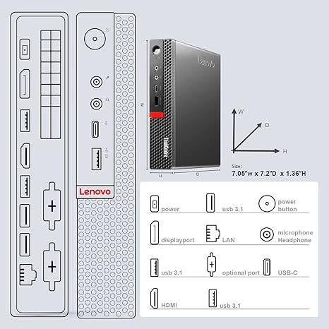 Lenovo Mini PC Windows 11 Pro ThinkCentre Tiny M920q Micro Computer Desktop, Intel i5-8600T 16GB RAM 512GB NVMe M.2 SSD+New 1TB Solid State Drive,AX210 Wi-Fi 6E Bluetooth HDMI Type-C (Renewed)