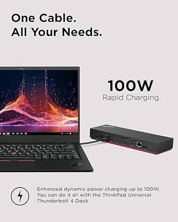 Lenovo ThinkPad Universal Thunderbolt 4 Dock, 4 Displays, Dynamic Power Charging up to 100W, Black - 40B00135US