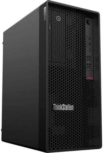 Lenovo ThinkStation P340 workstation with Intel i9-10900K, 32GB RAM, 1TB SSD, NVIDIA Quadro P2200, tower in Raven Black.
