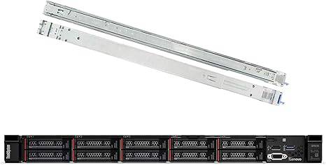 Lenovo ThinkSystem SR630 rack server bundle with rail kit, dual Intel Xeon Silver 4110, 32GB DDR4, 2TB SSD, RAID setup.