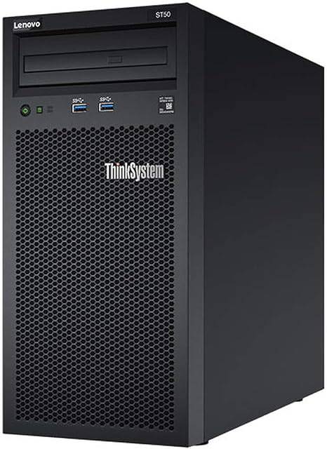 Lenovo ThinkSystem ST50 Tower Server with Intel Xeon 3.4GHz CPU, 32GB DDR4 RAM, 6TB HDD storage, JBOD RAID, renewed.