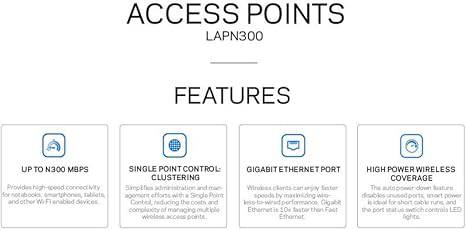 Linksys LAPN300: Wireless Business Access Point, Wi-Fi, Single Band 2.4 GHz N300, PoE, Range Extension via WDS and Workgroup Bridge (White)