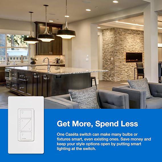Lutron P-BDG-PKG1W Caseta Wireless Dimmer Kit with Smart Bridge, White -  P-BDG-PKG1W