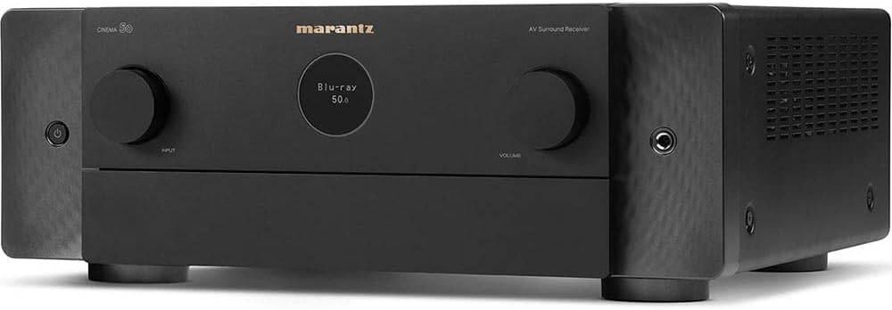 Marantz Cinema 50 Dolby Atmos DTS:X 9.4-channel black AV receiver with 120V power for home theater audio.