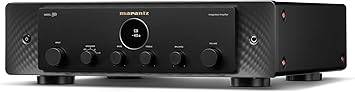 Marantz Model 50 pure analog stereo integrated amplifier in black, displaying knobs and input ports on the front panel.