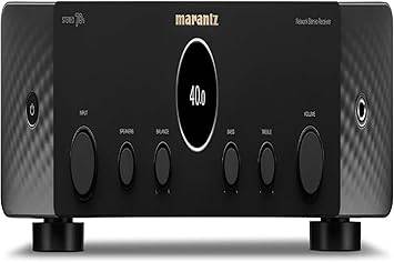 Marantz Stereo 70s two-channel audio and video receiver with 8K support and HEOS built-in, shown on a modern home entertainment setup.