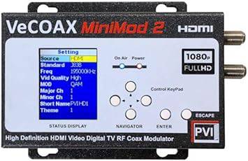 MINIMOD 2 Vecoax | HDMI to Coax Modulator to distribute Your hdmi Video Sources to All TVs as HD Channels Over existing tv Coax Cables - 0649070908115