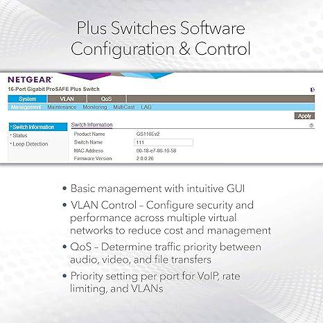 NETGEAR 8-Port PoE Gigabit Ethernet Plus Switch (GS108PEv3) - Managed, with 4 x PoE @ 53W, Desktop or Wall Mount, and Limited Lifetime Protection