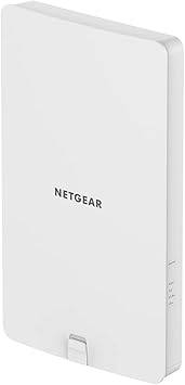 Beaver Computer Netgear WAX610Y outdoor WiFi 6 access point with dual-band antennas, Ethernet port, weatherproof design, and remote management.