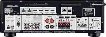 Onkyo TX-NR5100 7.2-channel 8K smart AV receiver with sleek front panel, showcasing various connection ports and control buttons.