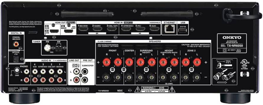 Onkyo TX-NR6050 7.2-Channel Network Home Theater Smart AV Receiver 8K/60, 4K/120Hz - TX-NR6050