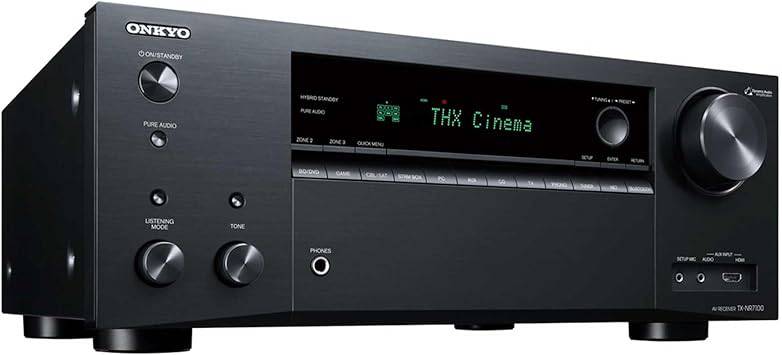 Onkyo TX-NR7100 9.2-channel 8K/4K network AV receiver in black with 220W per channel at 6 ohms, front view