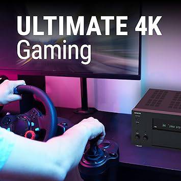 Onkyo TX-RZ50 9.2 channel network A/V receiver with front display, control knobs, and multiple input ports.