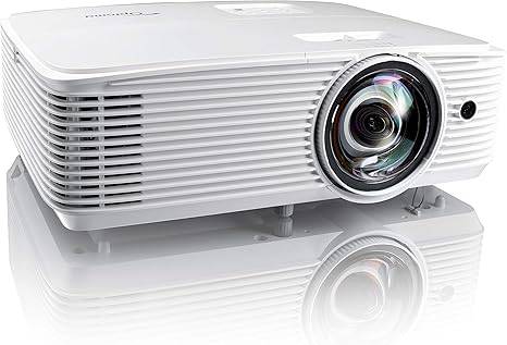 Optoma EH412ST short throw 1080P HDR professional projector with 4000 lumens, built-in speaker, portable design for business and classroom use.