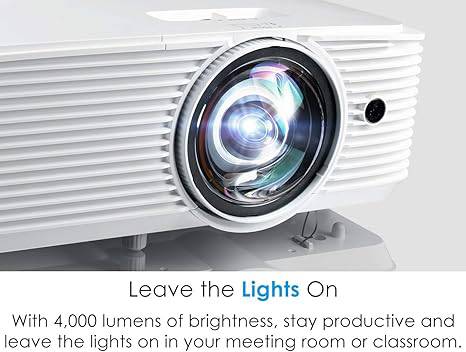 Optoma EH412ST Short Throw 1080P HDR Professional Projector | Super Bright 4000 Lumens | Business Presentations, Classrooms, or Meeting Rooms | 15,000 hour lamp life | Speaker Built In | Portable