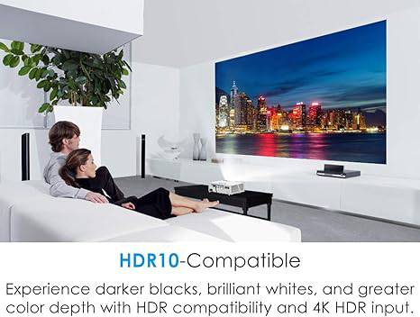 Optoma GT1090HDR Short Throw Laser Home Theater Projector | 4K HDR Input | Lamp-Free Reliable Operation 30,000 hours | Bright 4,200 lumens for Day and Night | Short Throw