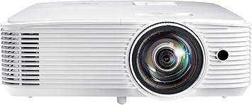 Optoma GT780 short throw projector for gaming and movies, HD 720p/1080p support, 3800 lumens, 3D compatible, built-in speaker.