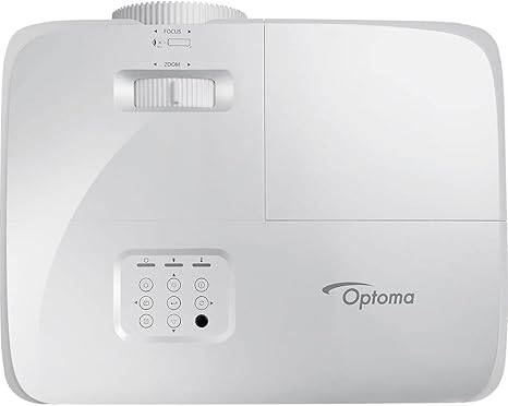 Optoma HD39HDR home theater projector with 4000 lumens, 4K input, 120Hz refresh rate, and easy setup in a modern living room setting.