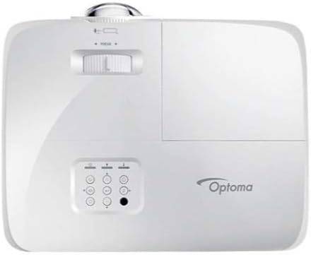 Optoma W318ST WXGA short throw projector displaying a bright image on a wall, with a sleek design and adjustable lens.